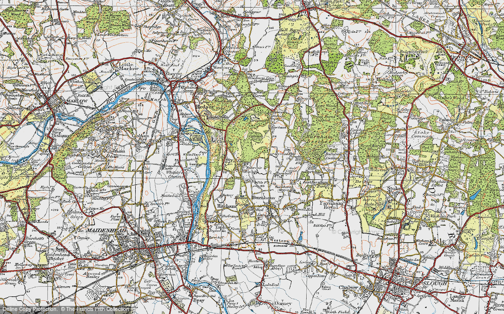 Old Map of Historic Map covering Taplow Lodge in 1920