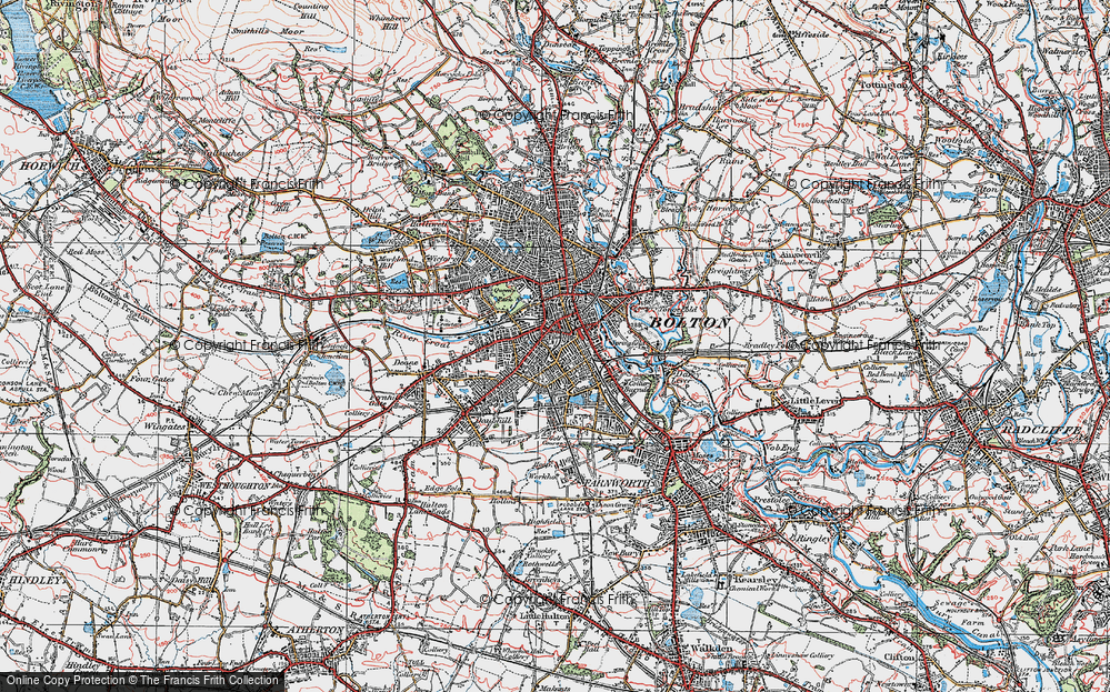 Old Map of Historic Map covering Bolton in 1924