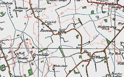 Old map of Roseacre in 1924