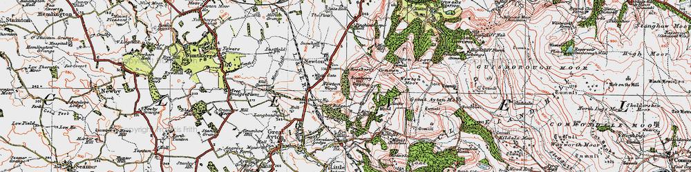 Old map of Roseberry Topping in 1925