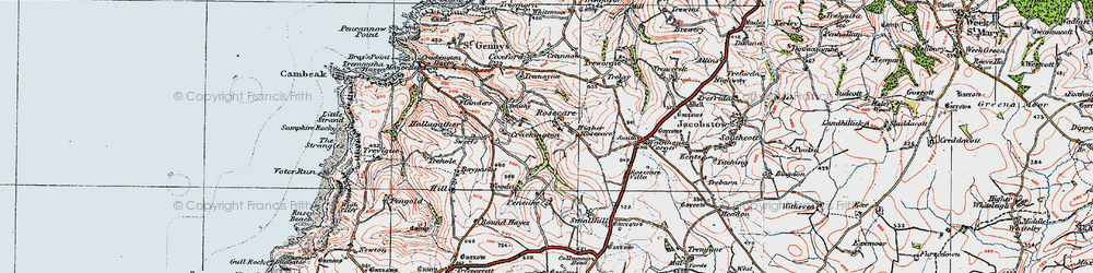 Old map of Rosecare in 1919