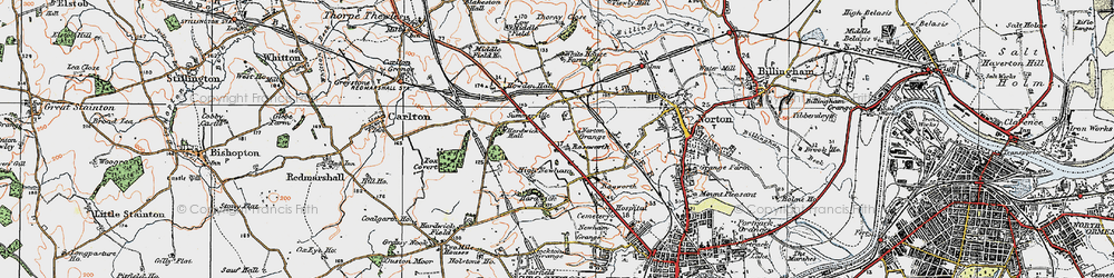 Old map of Roseworth in 1925