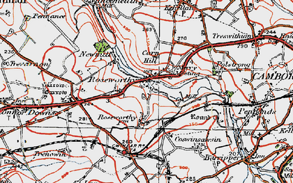 Old map of Roseworthy Barton in 1919