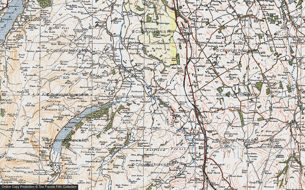 Old Map of Historic Map covering Bewbarrow Crag in 1925
