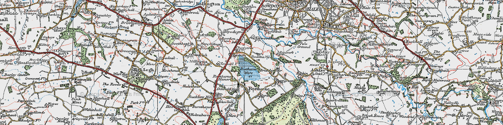 Old map of Rostherne Mere in 1923