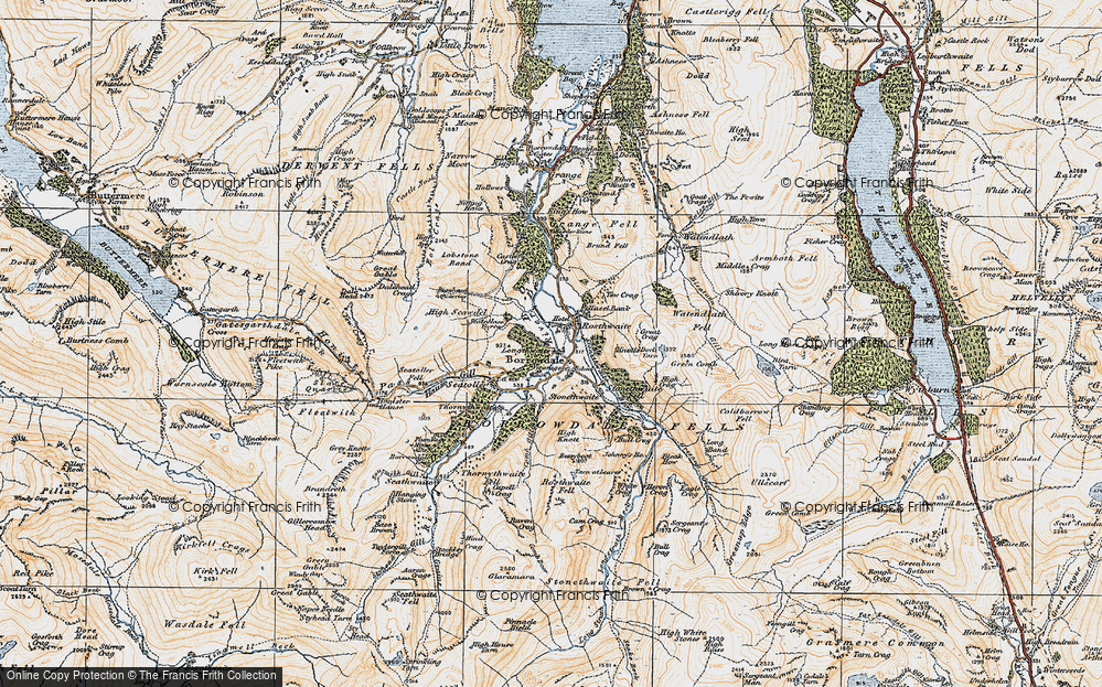 Old Map of Historic Map covering Borrowdale Fells in 1925