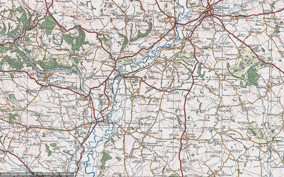 Old Map of Roston, 1921 in 1921