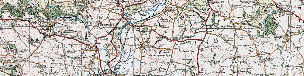 Old map of Roston in 1921