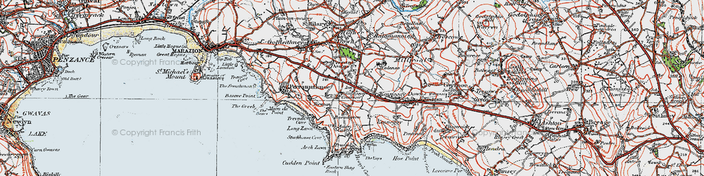 Old map of Rosudgeon in 1919