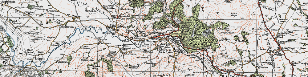 Old map of Rothbury in 1925