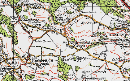 Old map of Rotherfield Greys in 1919