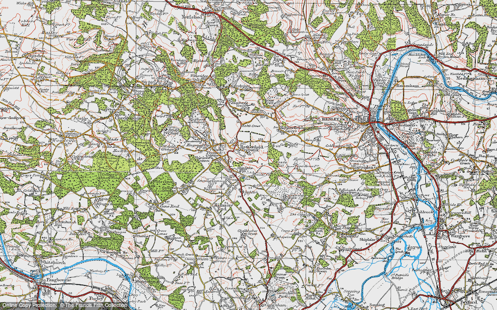 Old Map of Historic Map covering Peppard Common in 1919