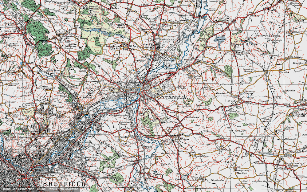 Old Map of Rotherham, 1923 in 1923