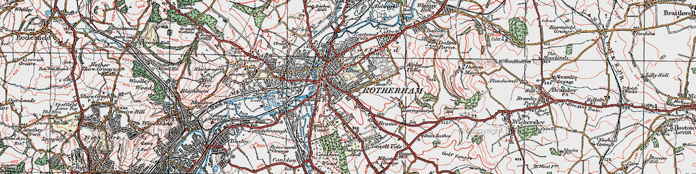 Old map of Rotherham in 1923