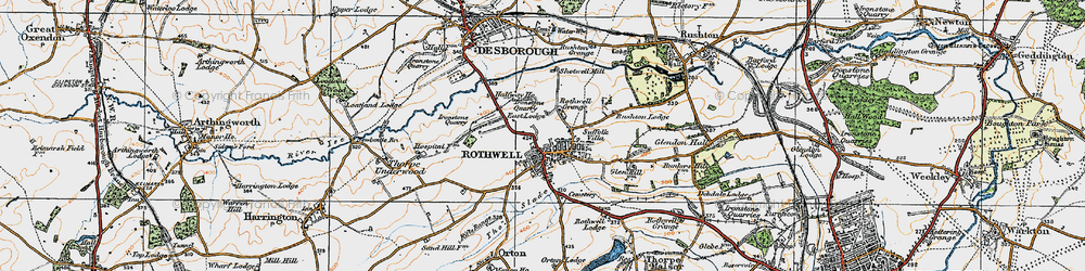 Old map of Rothwell in 1920