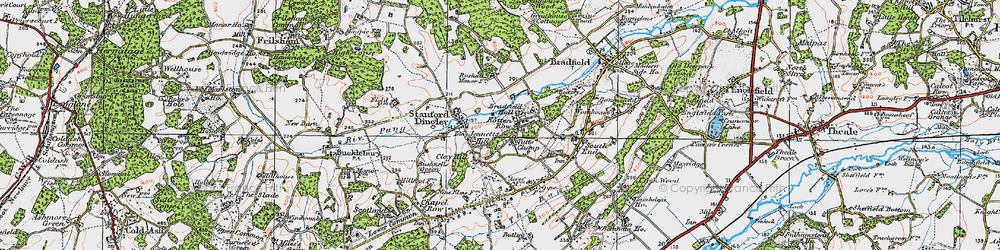 Old map of Bradfield Ho in 1919