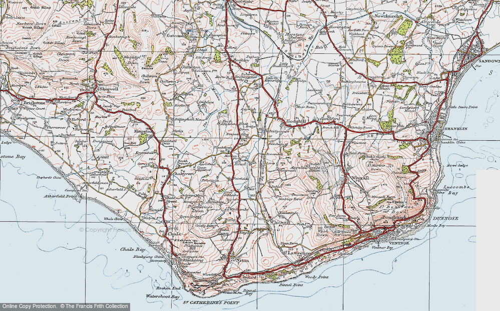 Old Map of Historic Map covering Bleak Down in 1919