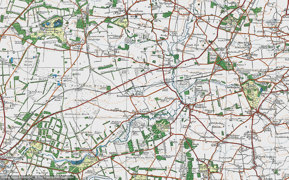 Old Map of Roudham, 1920 in 1920