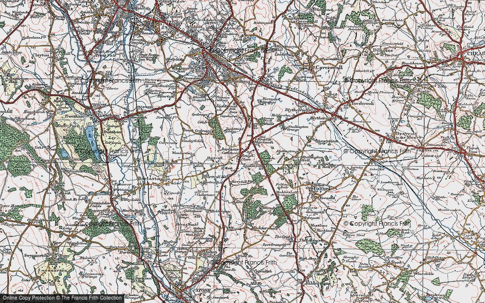 Old Map of Rough Close, 1921 in 1921