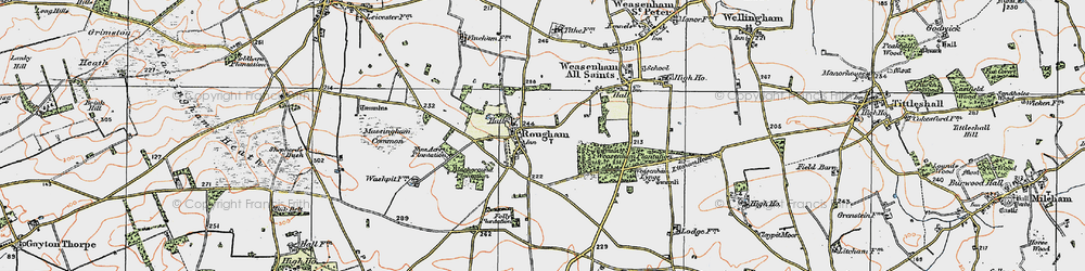 Old map of Rougham in 1921