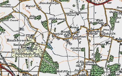 Old map of Rougham Green in 1921