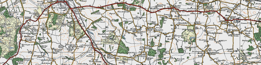 Old map of Rougham Green in 1921