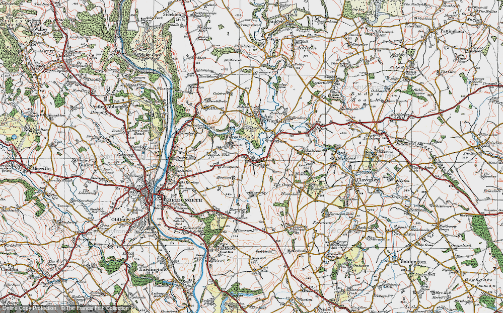Old Map of Historic Map covering Burcote Ho in 1921
