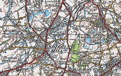 Old map of Round Oak in 1921