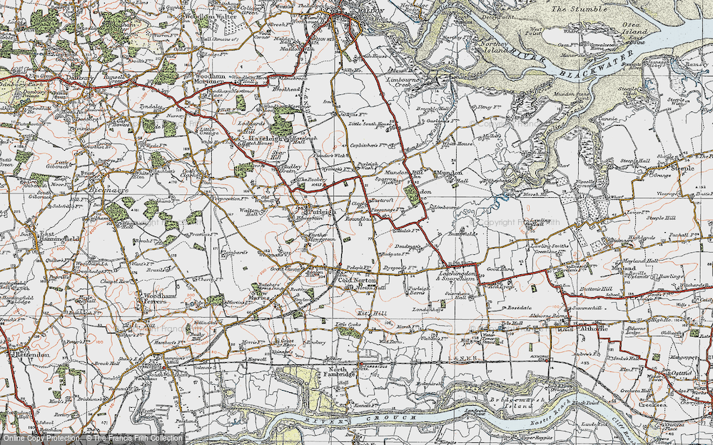 Old Map of Roundbush, 1921 in 1921