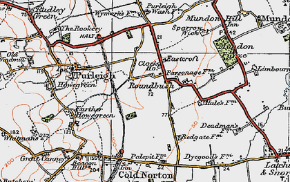 Old map of Roundbush in 1921