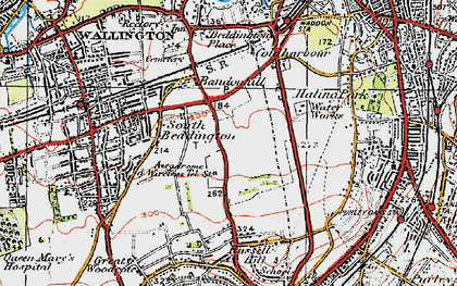 Old map of Roundshaw in 1920