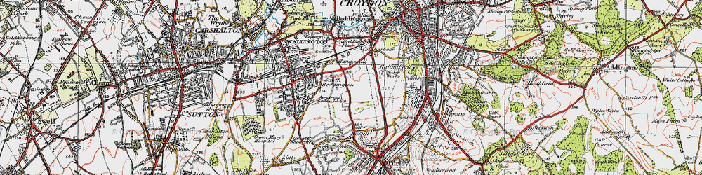 Old map of Roundshaw in 1920