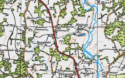 Old map of Roundstreet Common in 1920