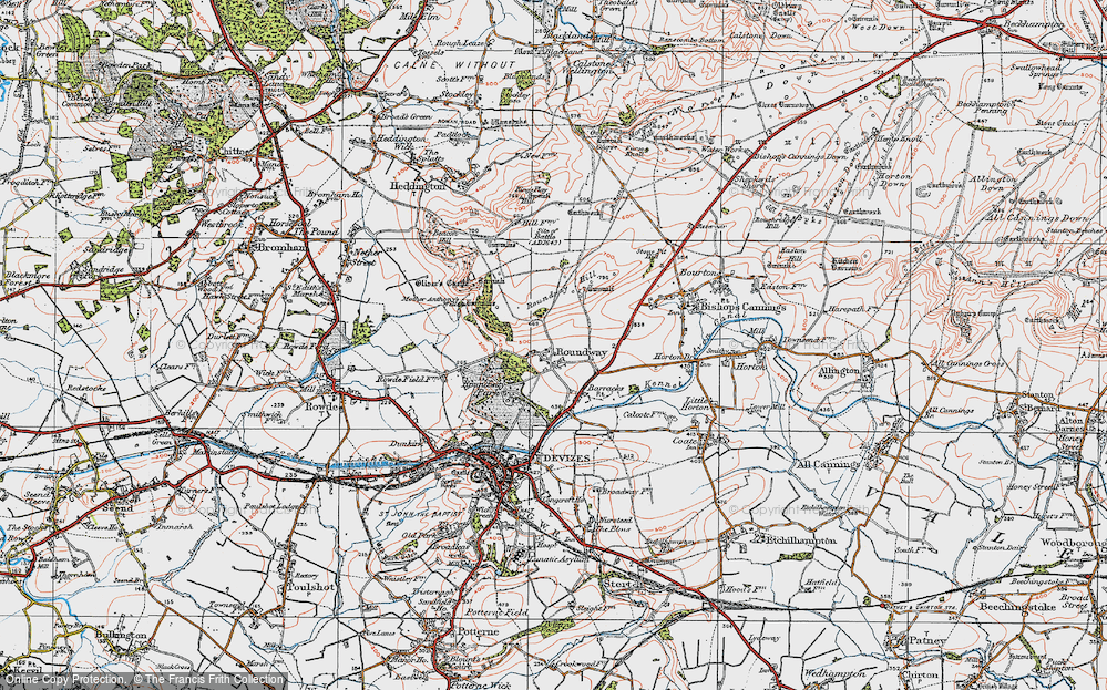 Old Map of Roundway, 1919 in 1919