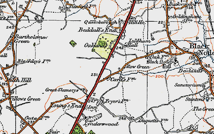 Old map of Row Green in 1921
