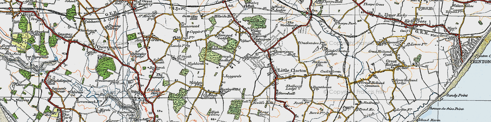 Old map of Row Heath in 1921