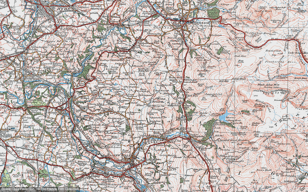 Old Map of Rowarth, 1923 in 1923