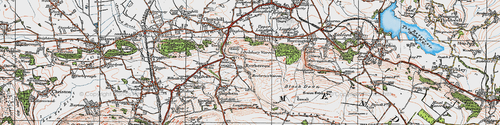 Old map of Rowberrow in 1919