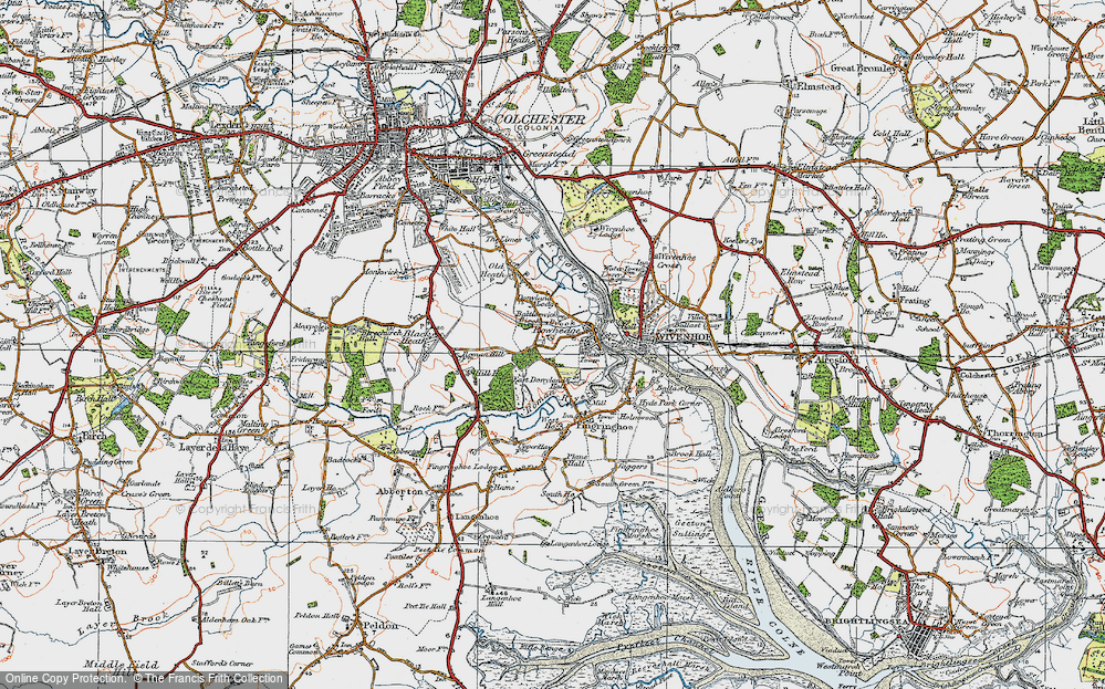 Old Map of Rowhedge, 1921 in 1921