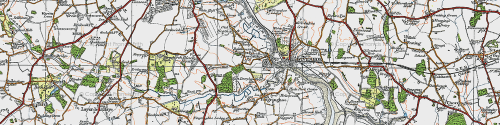 Old map of Rowhedge in 1921