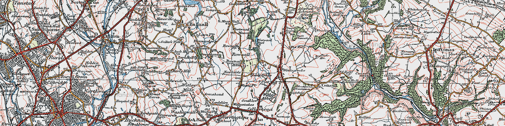 Old map of Rownall in 1921
