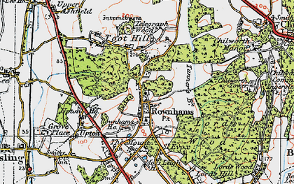 Old map of Rownhams in 1919