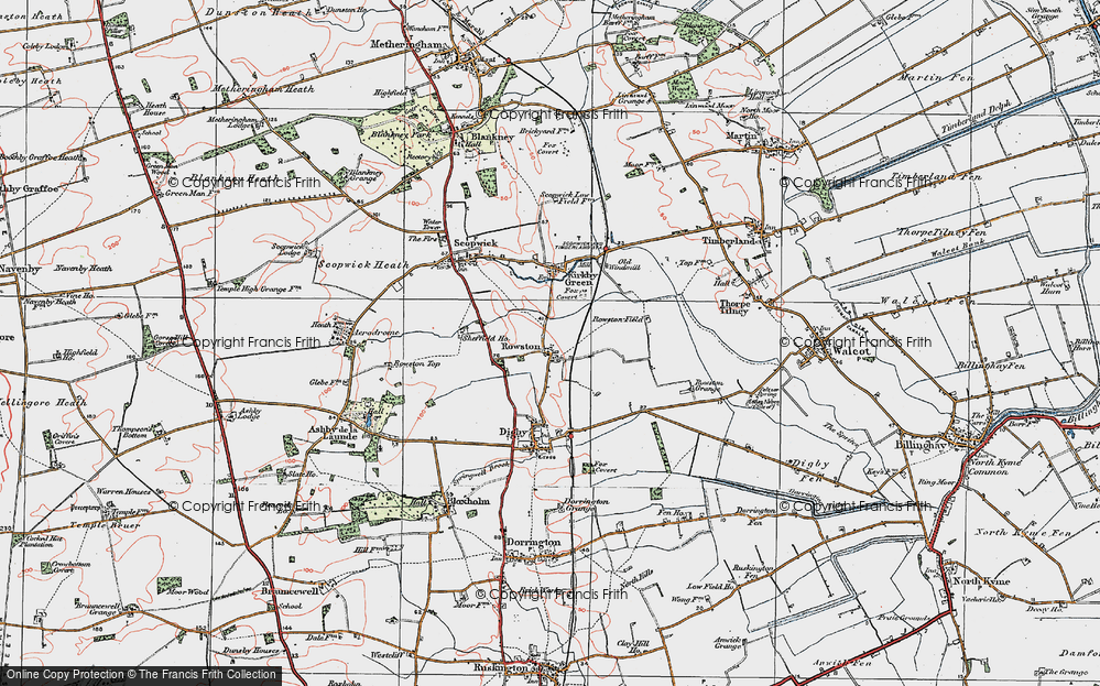 Old Map of Rowston, 1923 in 1923