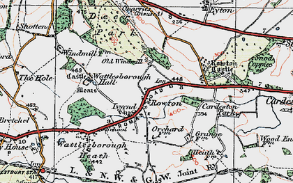 Old map of Rowton in 1921