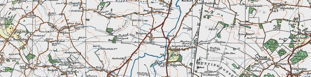 Old map of Roxton in 1919