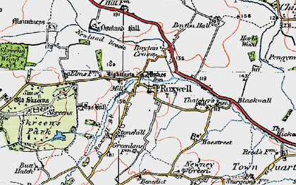 Old map of Roxwell in 1919