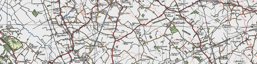 Old map of Billinges in 1923