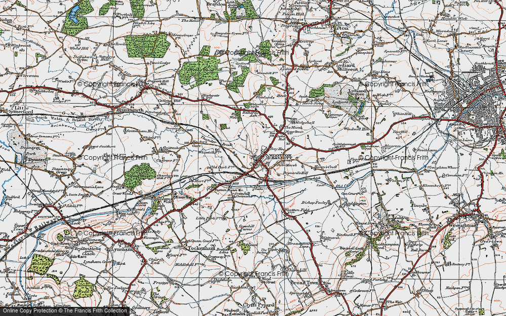 Old Map of Historic Map covering Brynard's Hill in 1919