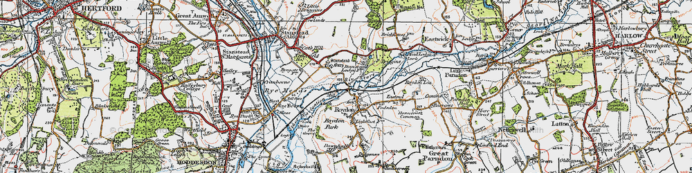 Old map of Roydon in 1919