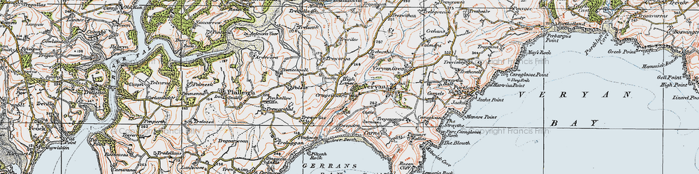 Old map of Ruan High Lanes in 1919